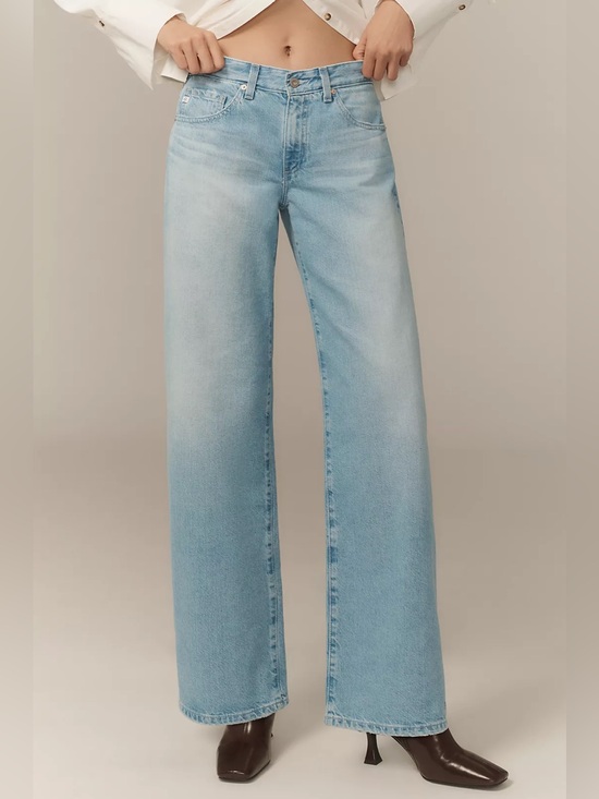 Ag Adriano Goldschmied Denim - AG Anthropologie Adria Low Rise Wide Leg Jeans Light Wash Size 6 28